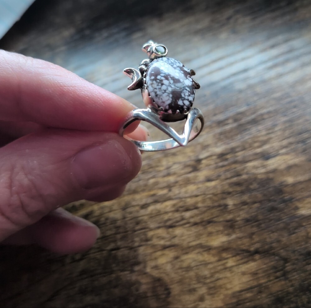 Silver Wild Horse Jasper Stone Ring - Picture 6 of 14